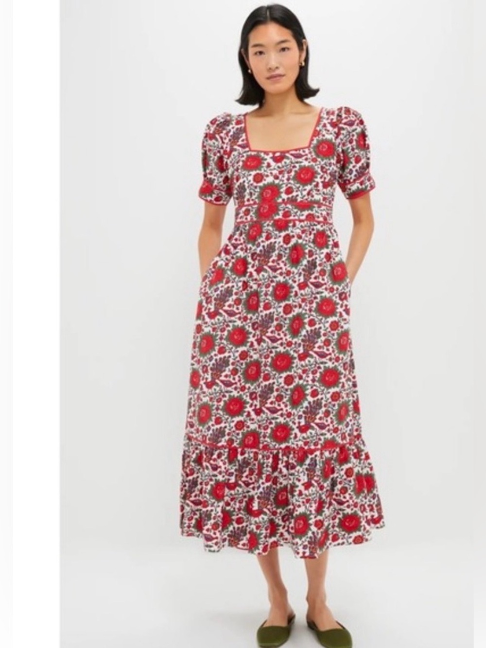 Tuckernuck Pink City Prints Peony Bird Floral Square-Neck Evelyn Dress NWT XS